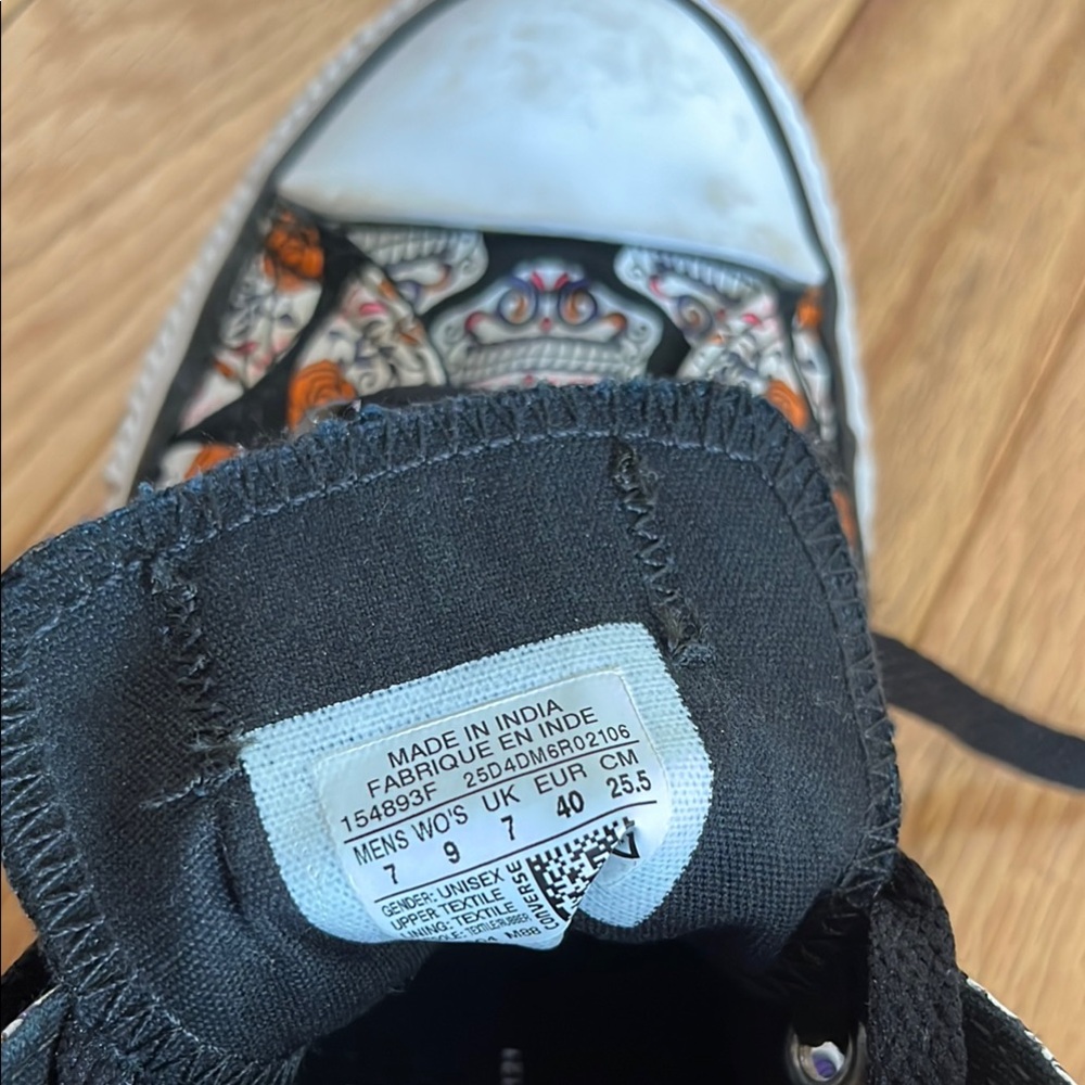Converse Day of the Dead Sugar Skull Halloween Whimsigoth Goth Women's Size 9 - Picture 3 of 8